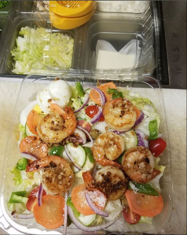 Order Shrimp Salad - Large food online from Supreme Pizza & Grill store, Lumberton on bringmethat.com