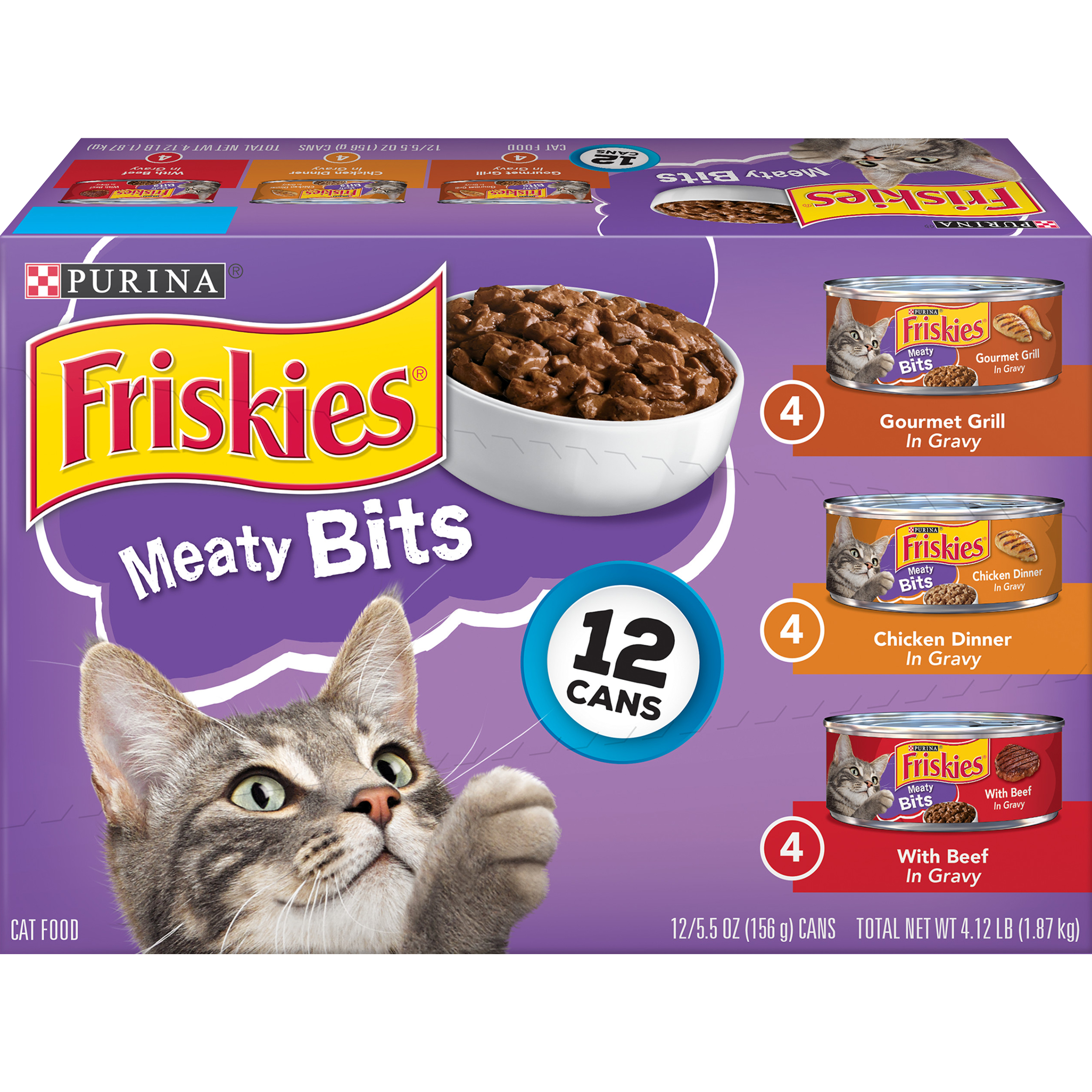Order Purina Friskies Gravy Wet Cat Food Cans Variety Pack - Meaty Bits, 5.5 oz, 12 pk food online from Rite Aid store, ELMIRA on bringmethat.com