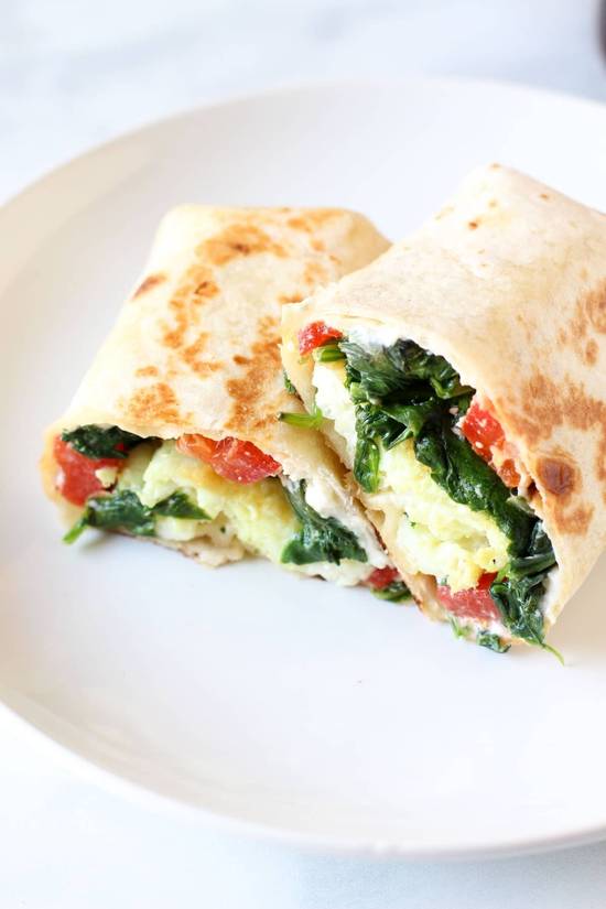 Order Spinach, Tomato & Feta Cheese Burrito food online from Bagel Deli Cafe store, Clifton on bringmethat.com
