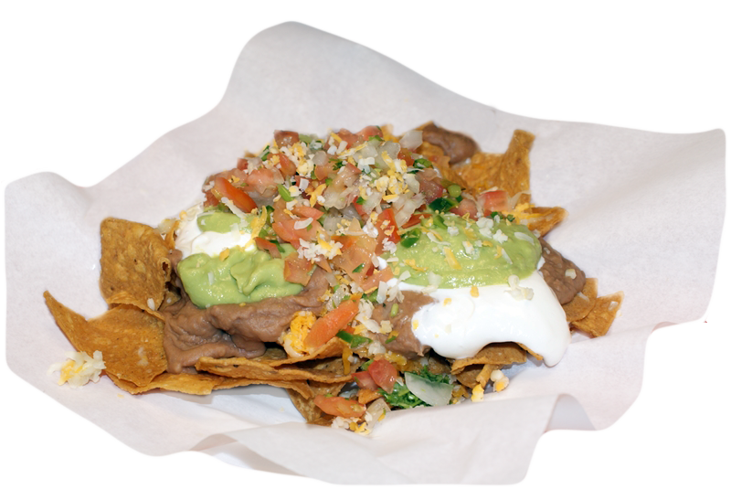 Order Cheese and Guacamole Nachos food online from Rivas Mexican Grill #5 store, Las Vegas on bringmethat.com