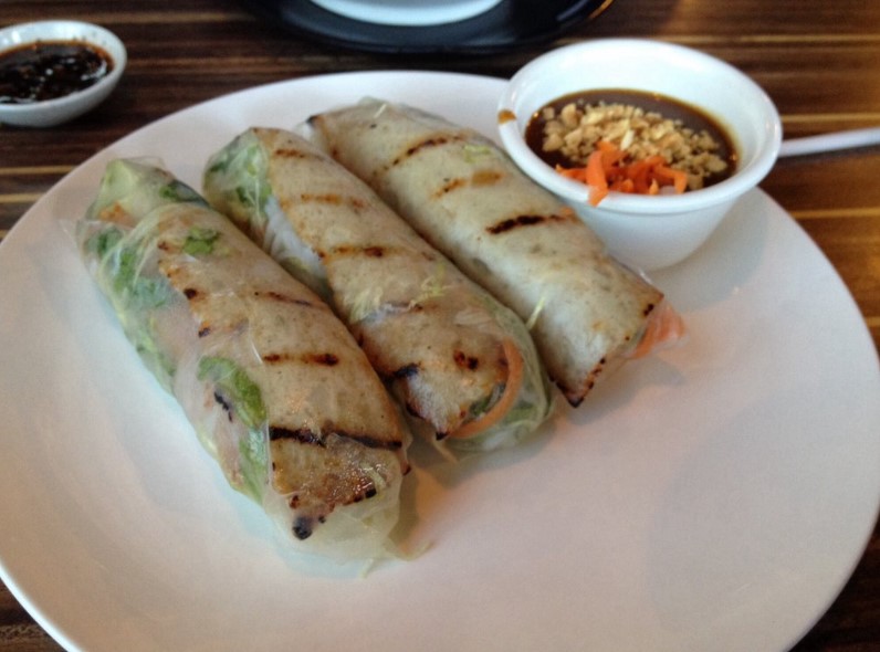 Order H. Charbroiled Pork Spring Rolls food online from T-Pho Noodle And Grill store, Fontana on bringmethat.com