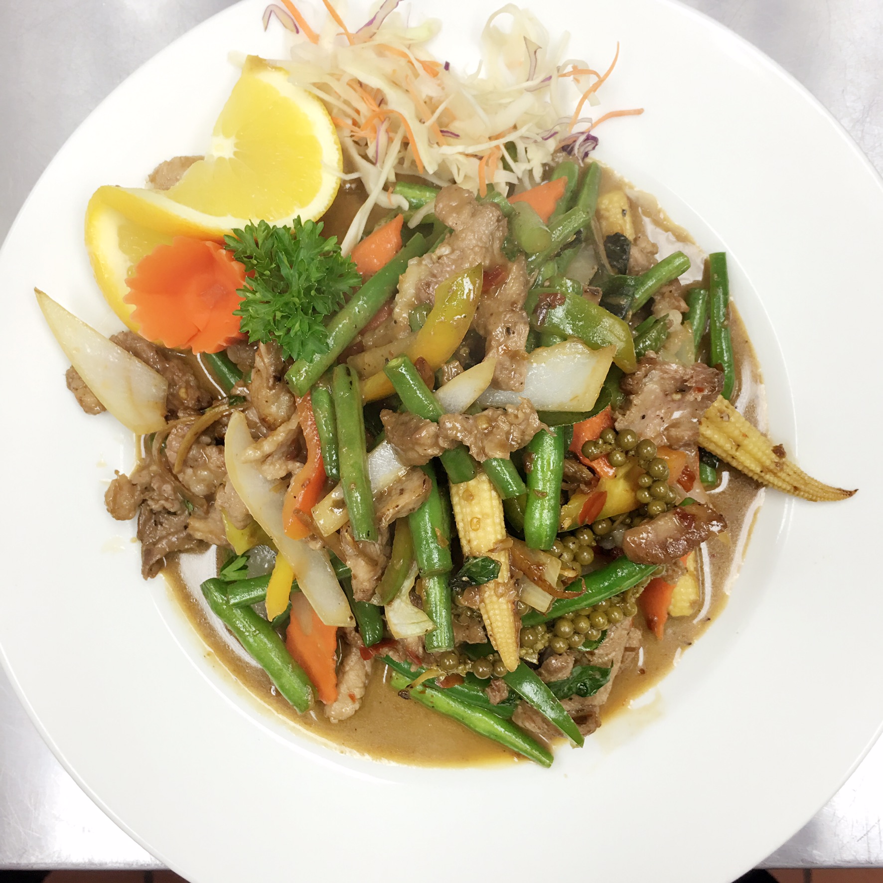 Order Wild Boar Stir-Fry food online from Thai Aroy Dee store, Drexel Hill on bringmethat.com