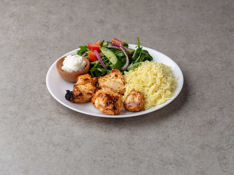 Order Chicken Taouk Plate Kebab food online from Boubouffe Mediterranean Grille store, Long Beach on bringmethat.com