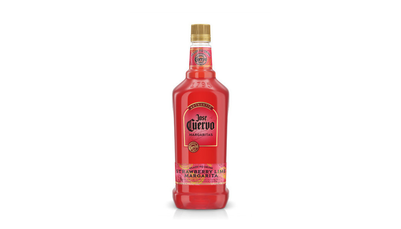 Order Jose Cuervo Authentic Margaritas Strawberry Lime 375mL food online from Rancho Liquor store, Thousand Oaks on bringmethat.com
