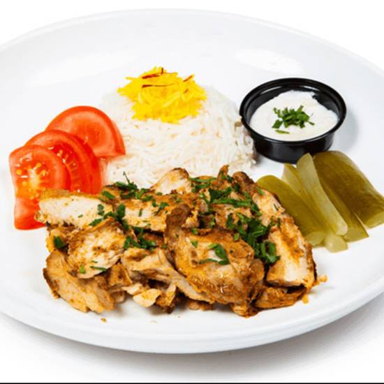 Order Chicken Shawerma Plate food online from Fadi's Mediterranean Grill store, Houston on bringmethat.com