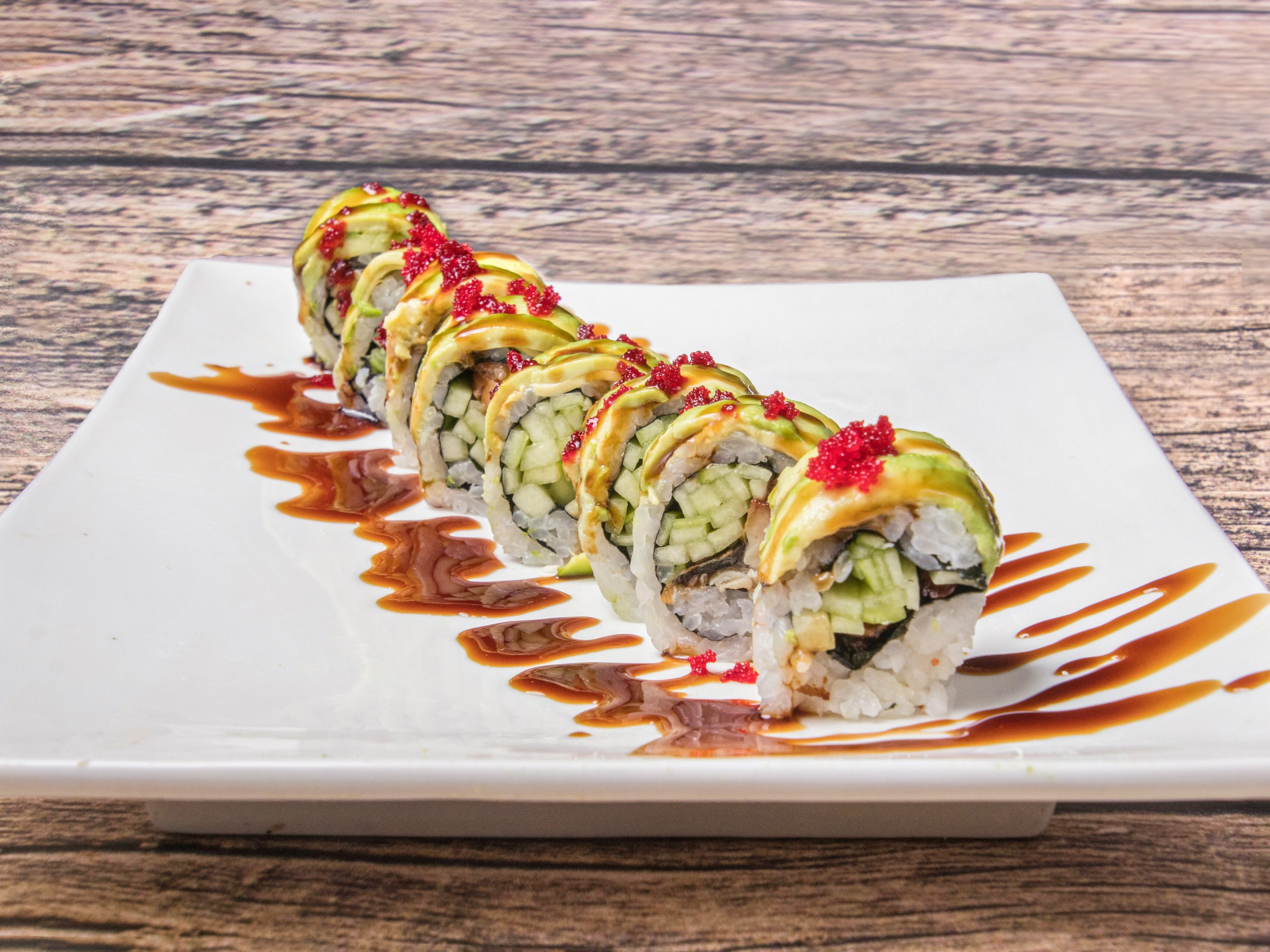 Order Green Dragon Roll food online from Tokyo Bay Restaurant store, Roswell on bringmethat.com