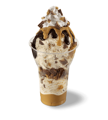 Order Made with Snickers Layered Sundae food online from Baskin-Robbins store, El Monte on bringmethat.com