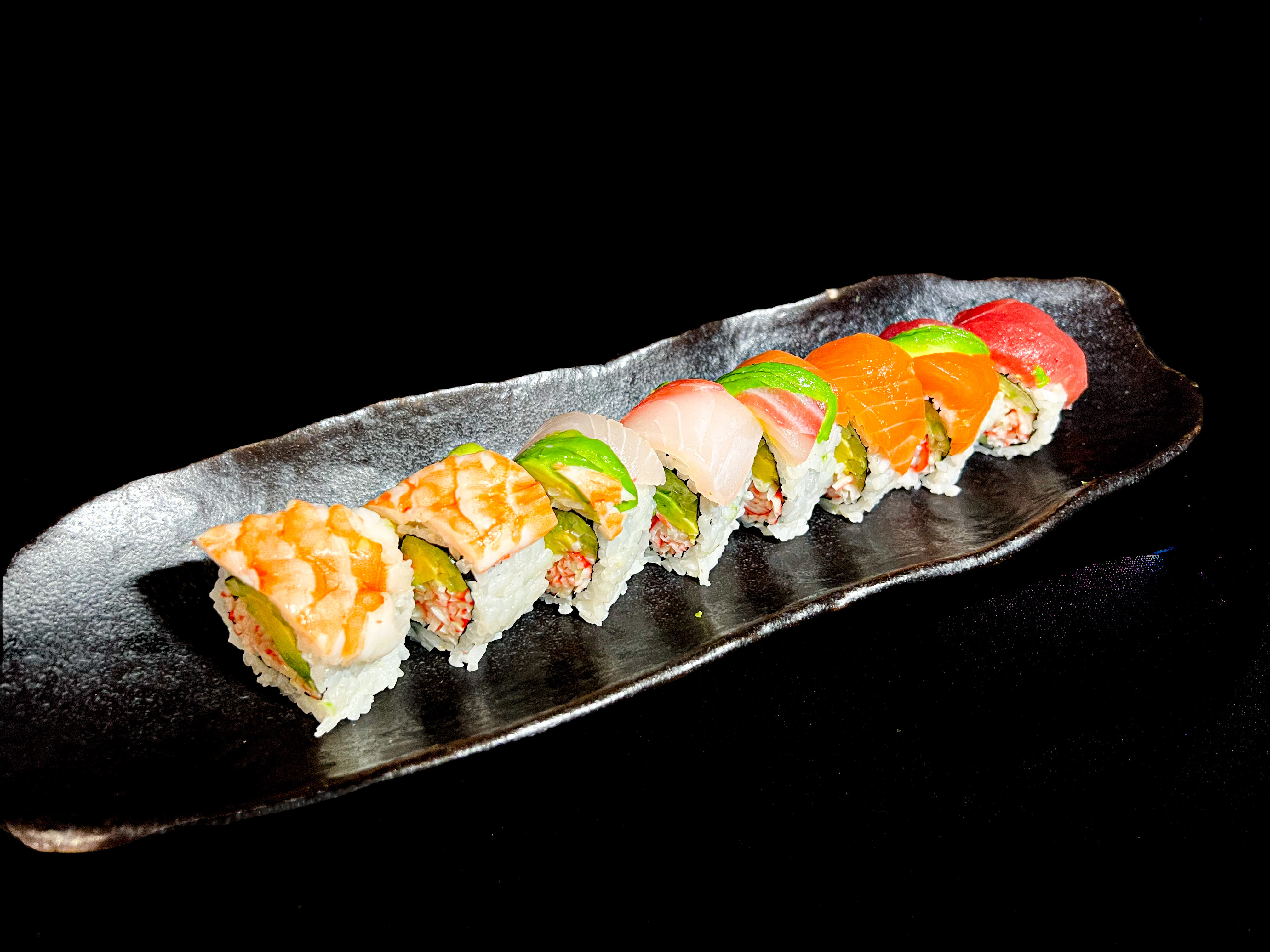 Order Rainbow Roll food online from Sushi Haru store, Kansas City on bringmethat.com