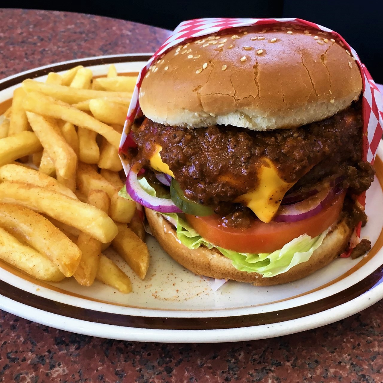 Order Chili Burger food online from Jim's Burgers #2 store, Wilmington on bringmethat.com
