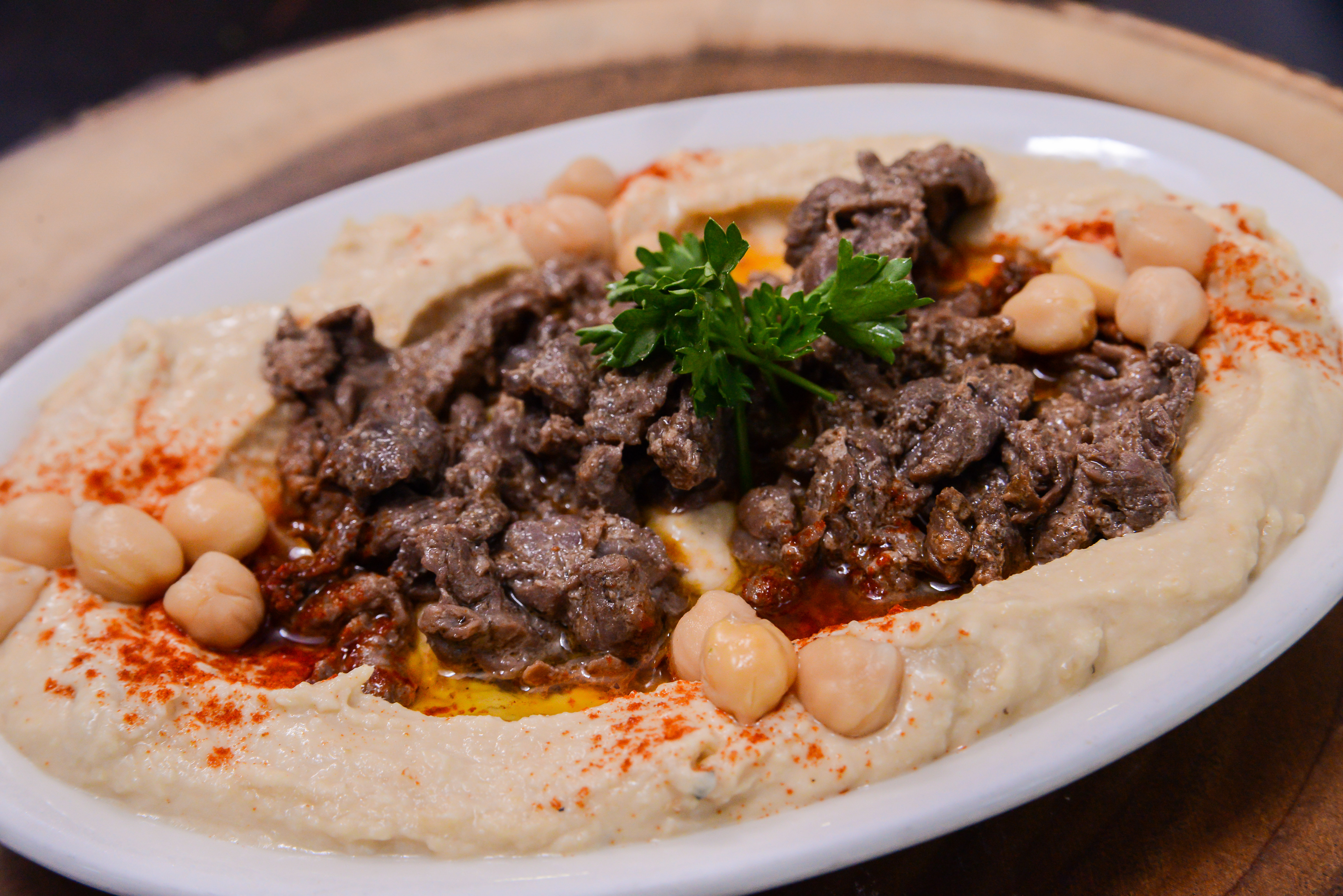 Order Hummus with Meat food online from Cairo Restaurant & Cafe store, Anaheim on bringmethat.com