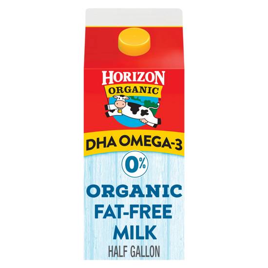 Order Horizon Organic Fat-Free Milk 1/2 Gallon food online from Everyday Needs by Gopuff store, Stamford on bringmethat.com