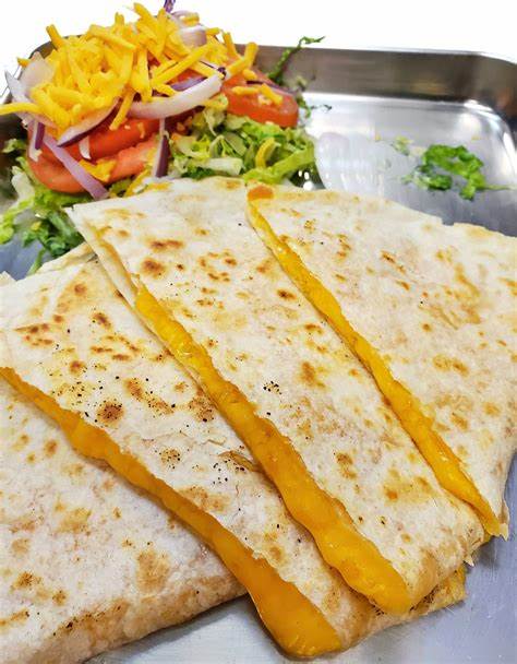 Order KIDS MEAL -CHEESE QUESADILLA, RICE, BEANS AND CHOICE 20 OZ DRINK food online from La Mejor store, Farmersville on bringmethat.com