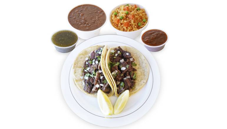 Order Taco Platter (2 pcs) (Platillo de 2 Tacos) food online from El Gallo Giro store, Los Angeles on bringmethat.com