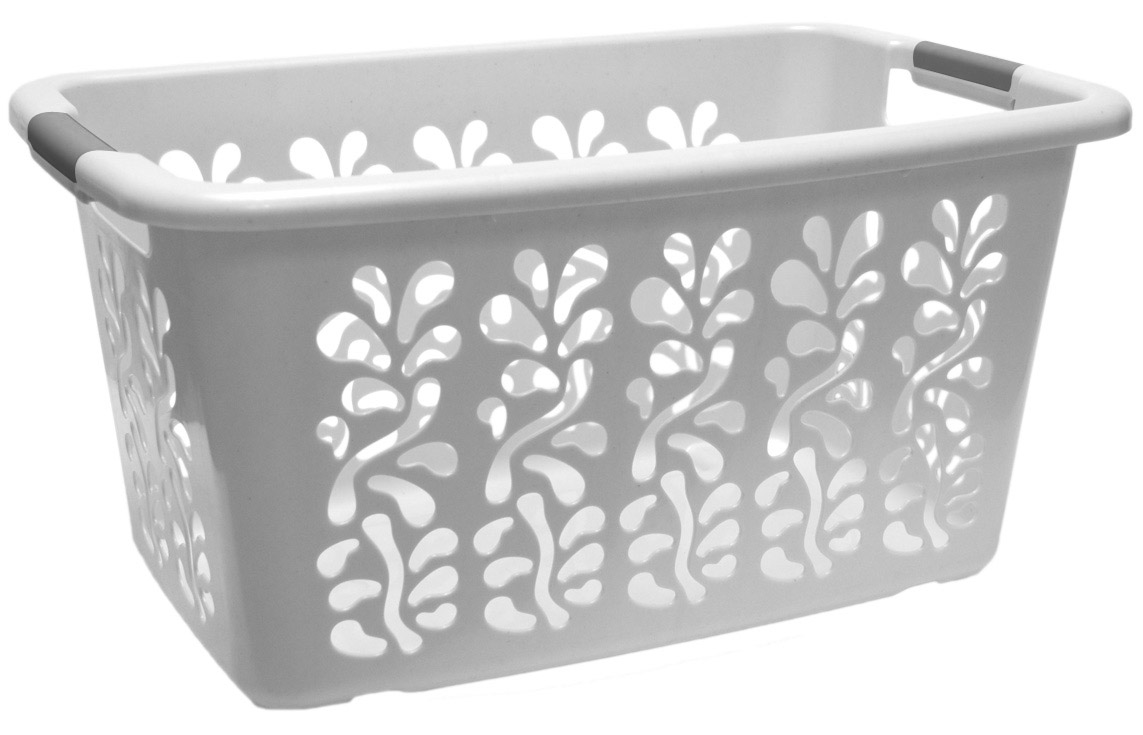Order Gracious Living Ultra Laundry Basket, White with Grey handles food online from Rite Aid store, Redwood City on bringmethat.com