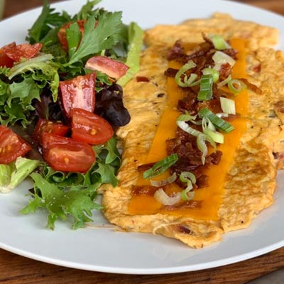 Order Chicken and Becon Omelet  food online from Cafe Peanut store, Jersey City on bringmethat.com