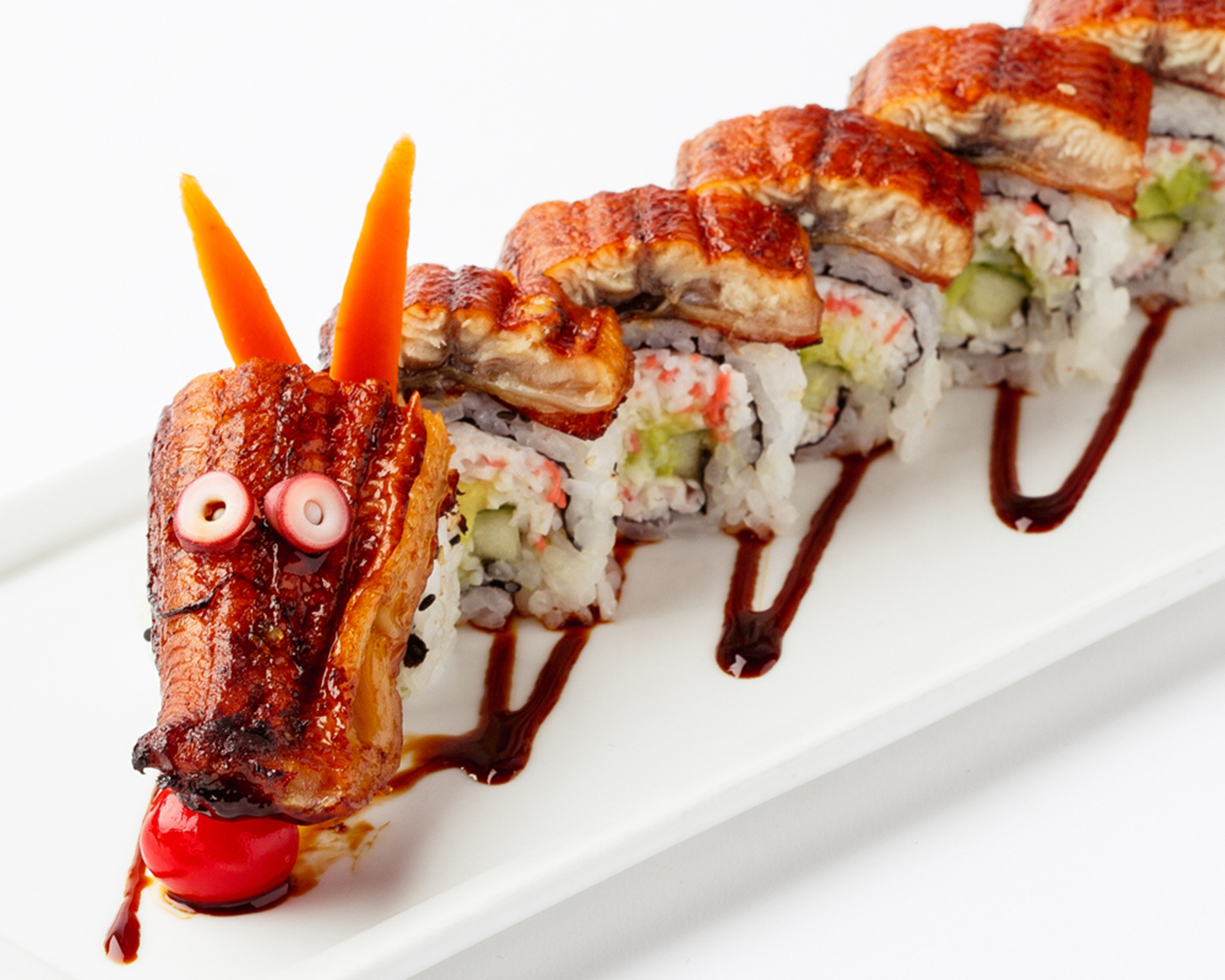 Order Dragon Roll food online from Kabuki Japanese Restaurant store, Burbank on bringmethat.com