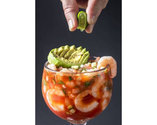 Order Shrimp Cocktail (Large) food online from Tacos Don Cuco store, El Paso on bringmethat.com