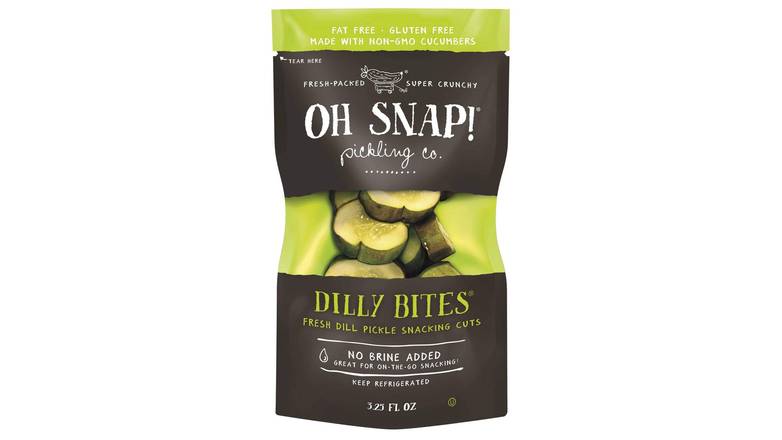 Order Oh Snap! Pickling Co., Dilly Bites Fresh Dill Pickle Snacking Cuts food online from Riverside Sunoco store, Westport on bringmethat.com