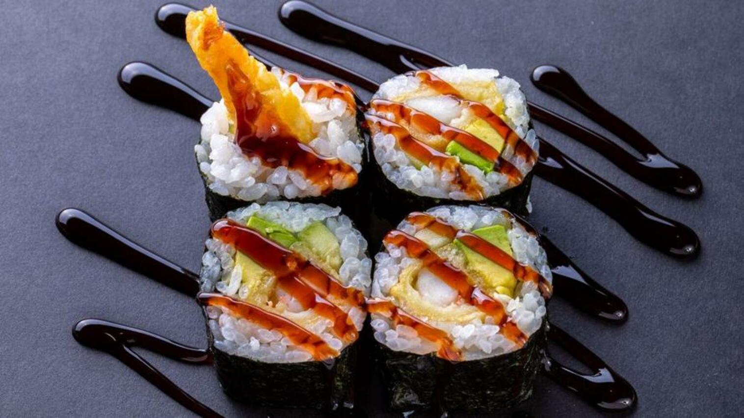 Order (f045) Shrimp Tempura Roll food online from Sushi Stop store, Los Angeles on bringmethat.com