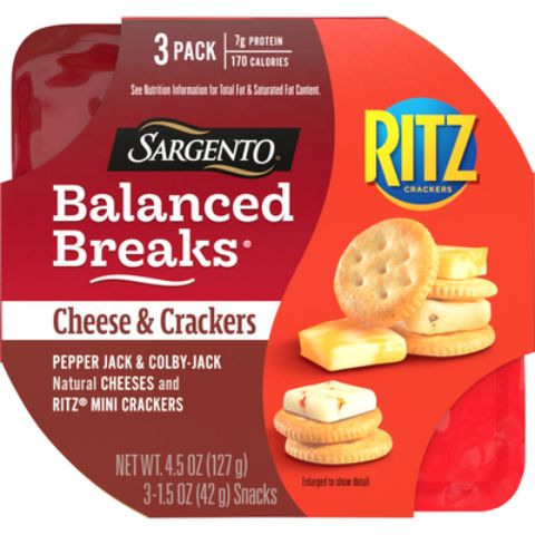 Order Sargento Balanced Breaks Cheese & Crackers, Pepper Jack & Colby-Jack Natural Cheeses and RITZ Mini Original Crackers Snack Kit 4.5oz food online from 7-Eleven store, Arlington on bringmethat.com