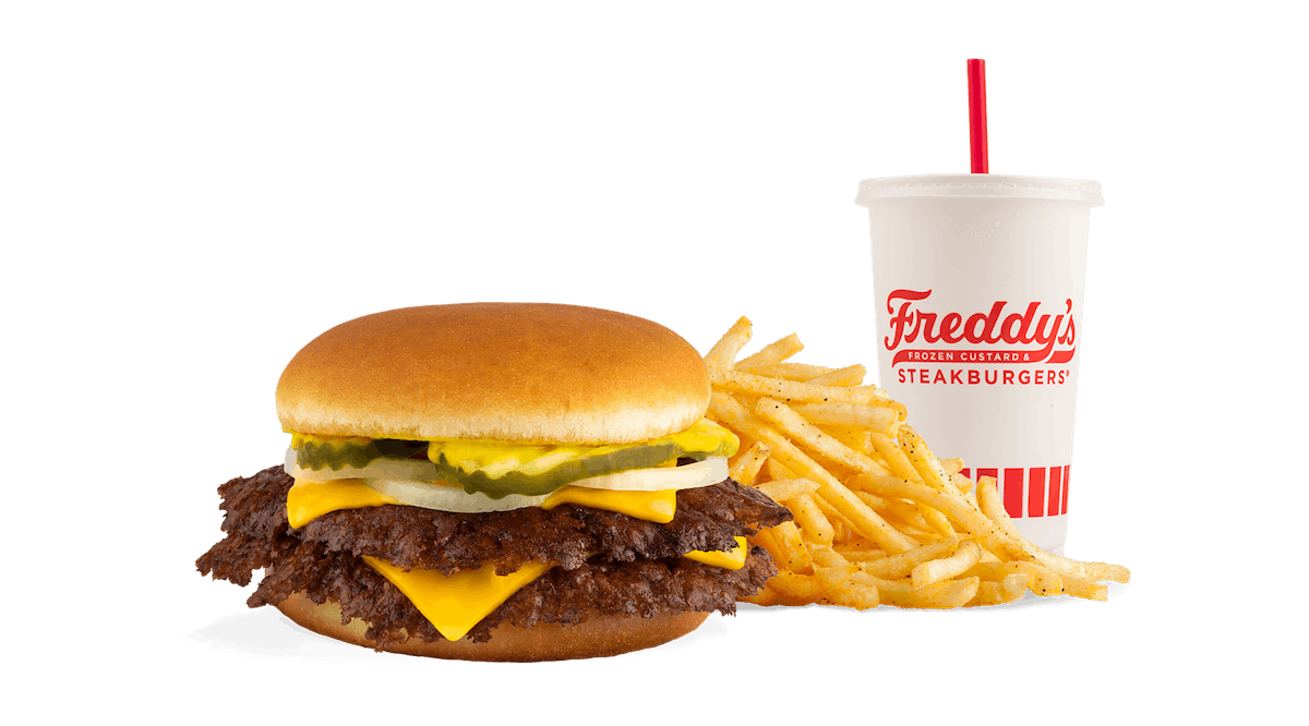 Order #1 Freddy's Original Double with Cheese Combo food online from Freddy's Frozen Custard & Steakburgers store, Omaha on bringmethat.com