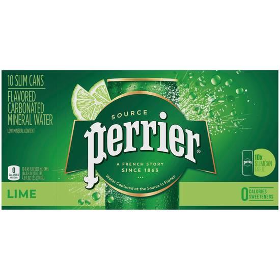 Order Perrier Lime Flavored Sparkling Mineral Water, 8.45 OZ Cans, 10 CT food online from Cvs store, Temecula on bringmethat.com