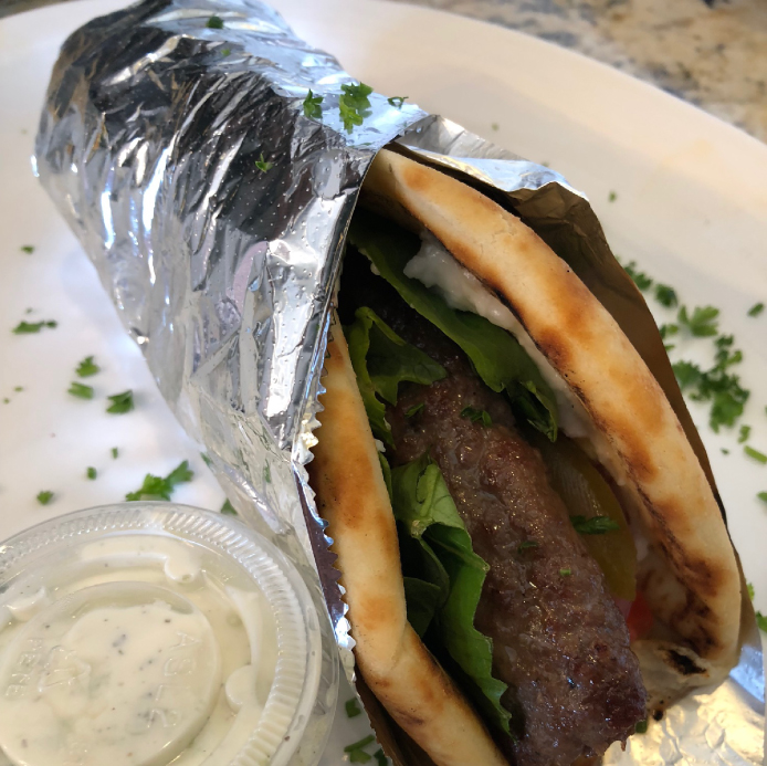 Order Ground Sirloin Pita Wrap food online from Off The Boat Fish Grill store, Tustin on bringmethat.com