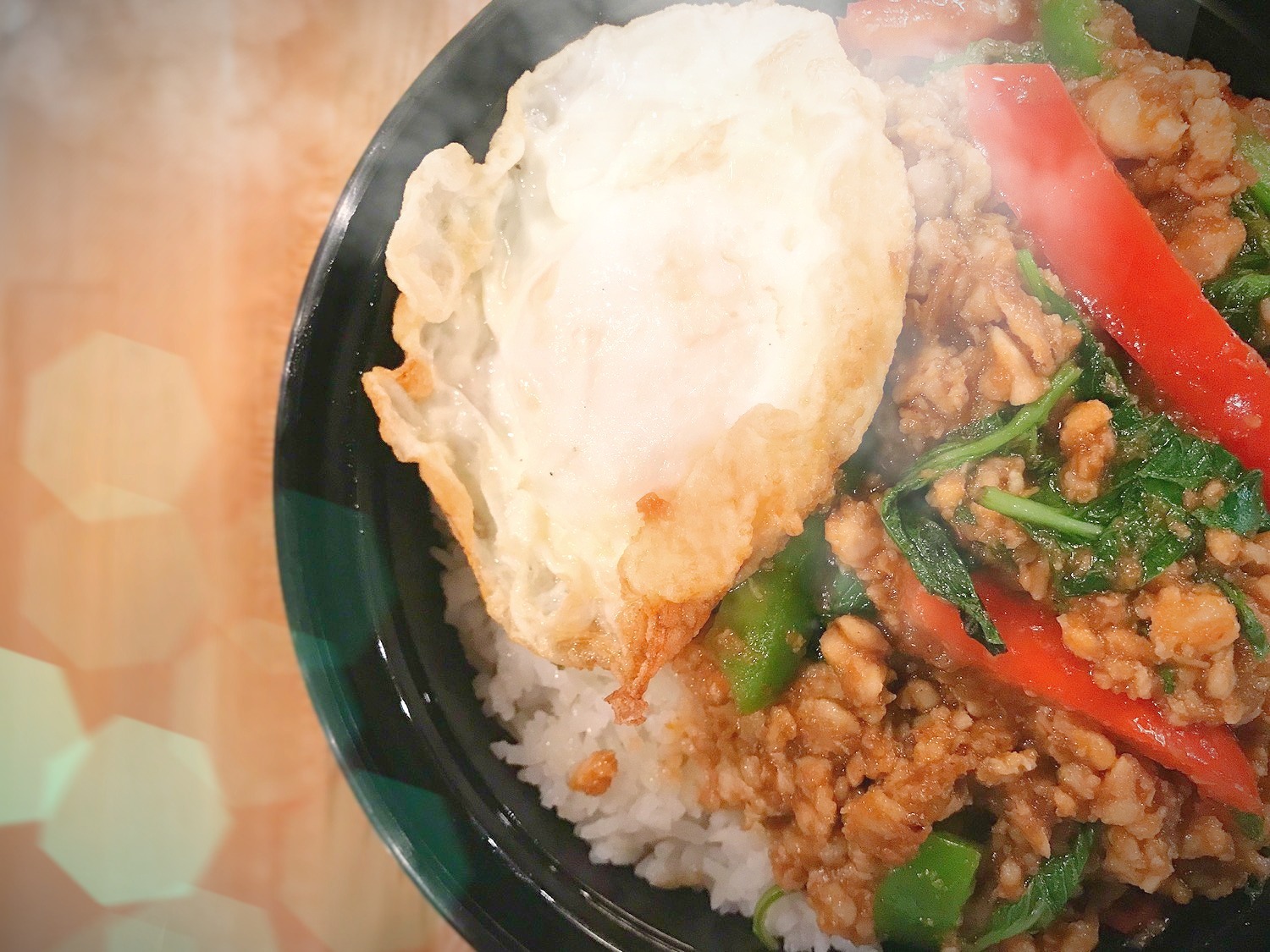 Order KaPow On Rice + Free 1 Drink food online from Bangkok Cafe store, Fredericksburg on bringmethat.com