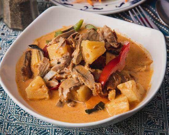 Order Red Curry Roasted Duck food online from Thai Spoons store, Sunnyvale on bringmethat.com