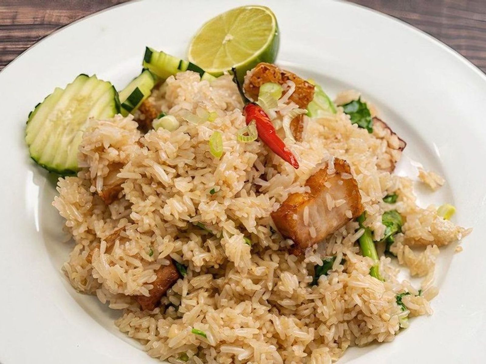Order F9. Pork Belly Fried Rice food online from Pad Thai store, Chino Hills on bringmethat.com