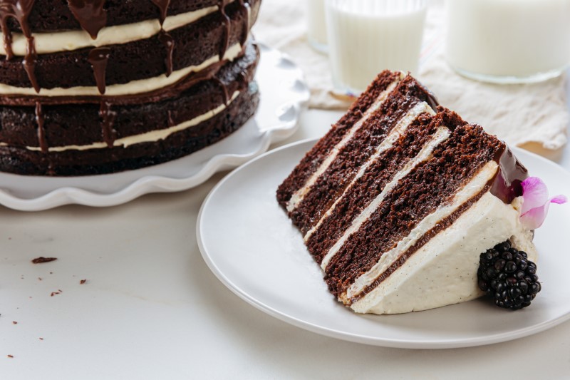 Order Chocolate Vanilla Layer Cake food online from Urban Plates store, San Diego on bringmethat.com