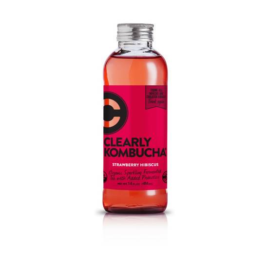 Order Clearly Kombucha - Strawberry Hibiscus 14oz food online from Pink Dot store, Chino Hills on bringmethat.com
