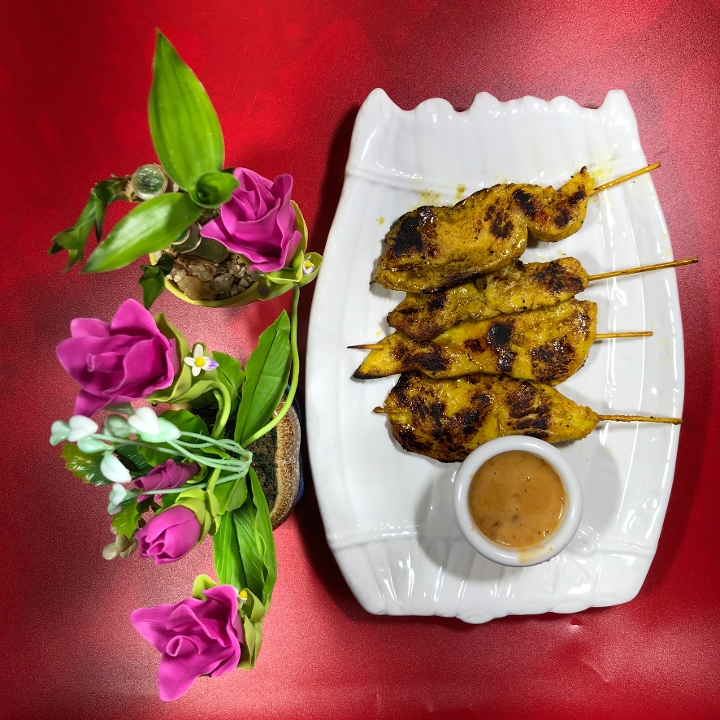 Order P-Chicken Satay (10) (3PD) food online from Chaang Thai Restaurant store, Morgantown on bringmethat.com