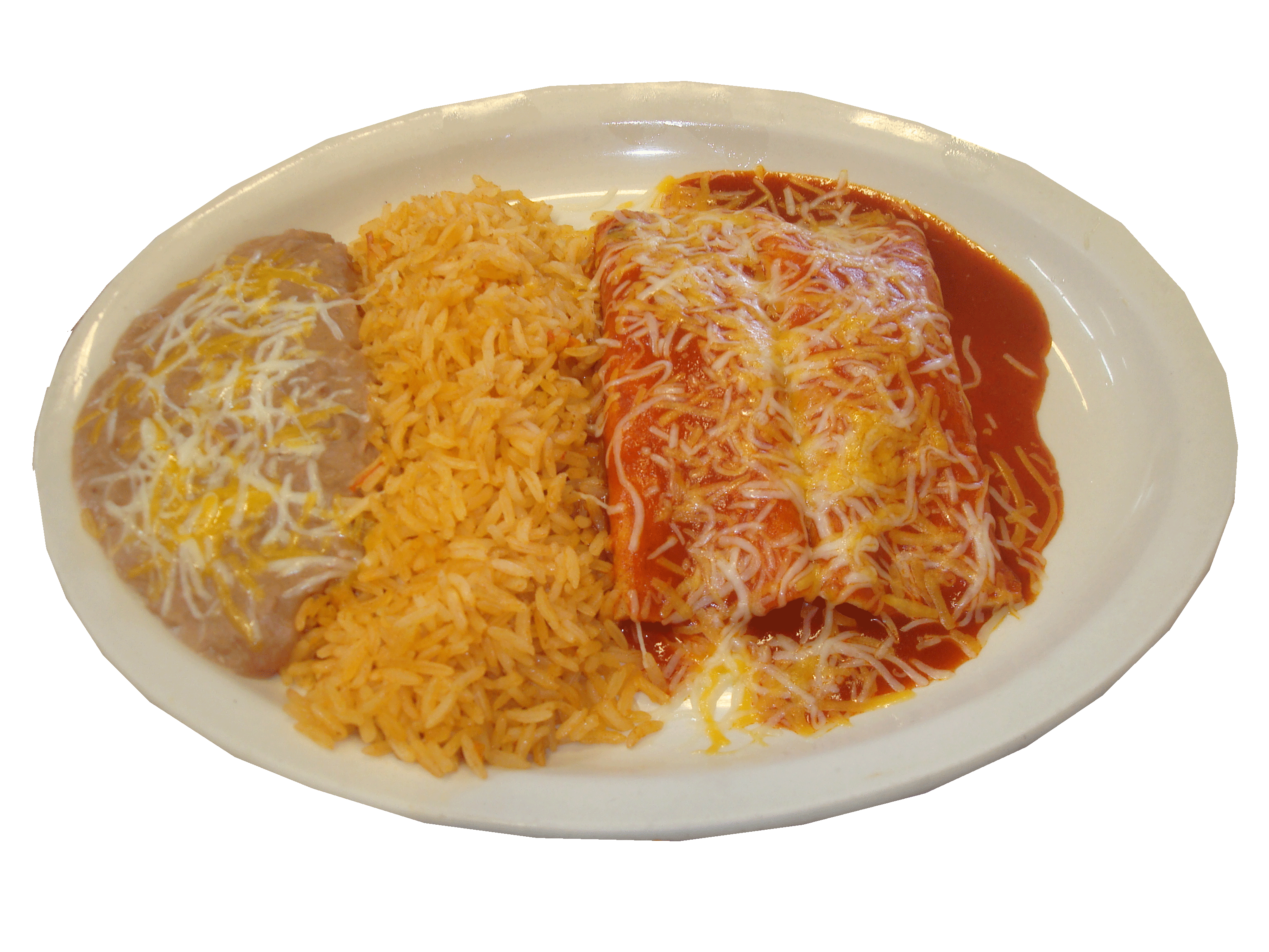 Order 2 Items with Rice and Refried Beans and Chips Combo food online from Great Mex store, Newport Beach on bringmethat.com