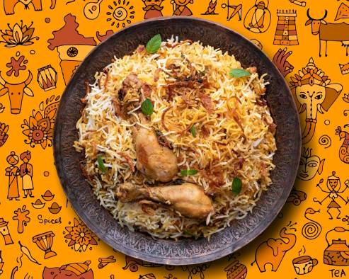 Order Peshawari Chicken Biryani food online from Gunpowder Cafe store, Lawrence on bringmethat.com