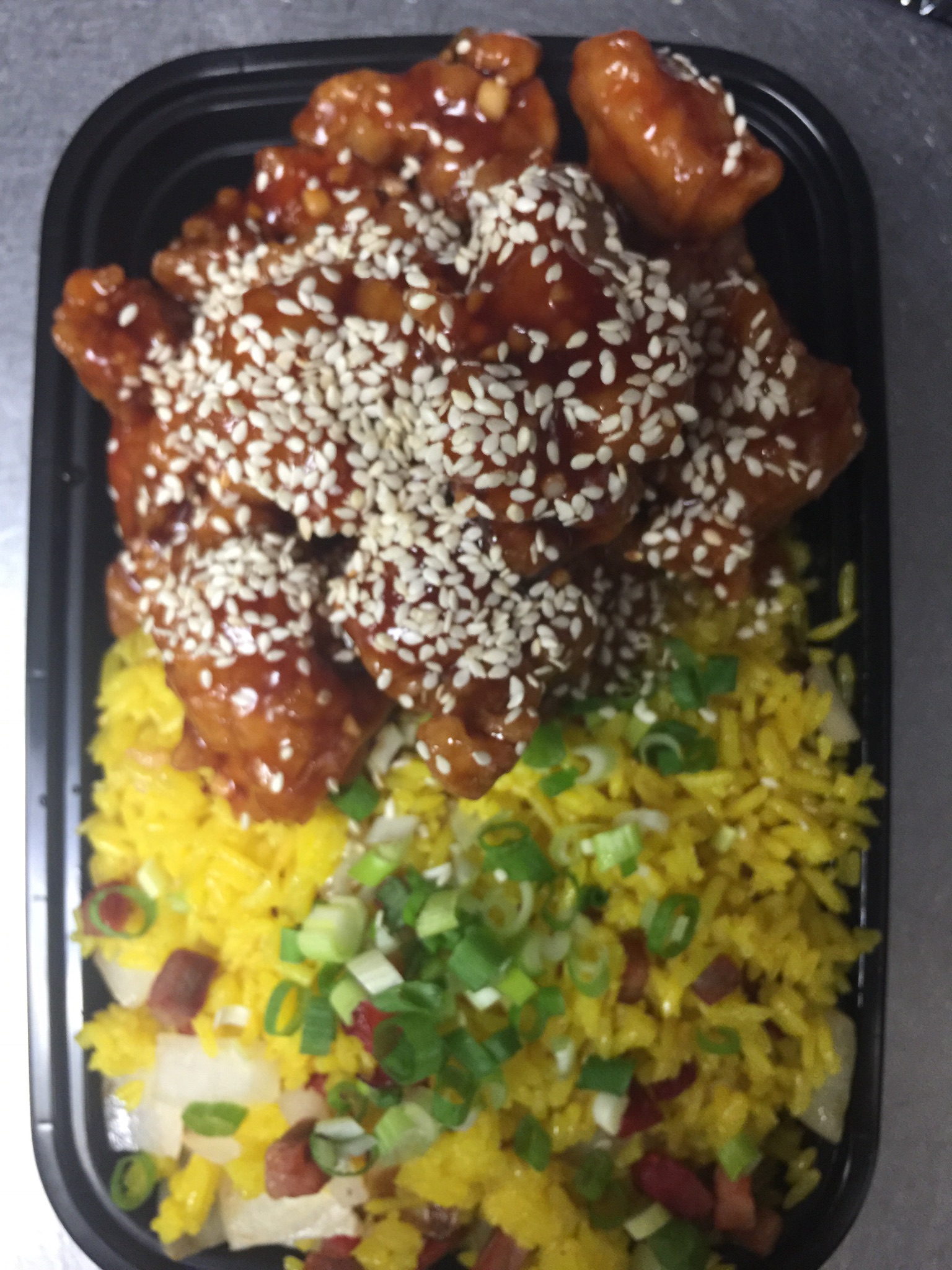 Order C14. Sesame Chicken Combo Special food online from King Chef store, West Haven on bringmethat.com