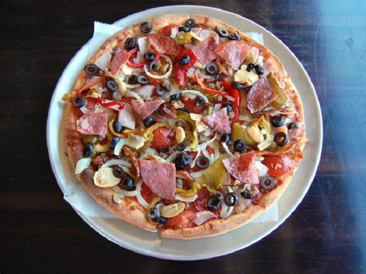 Order Full House Pizza - Mini 10'' food online from Claymont Steak Shop store, Claymont on bringmethat.com