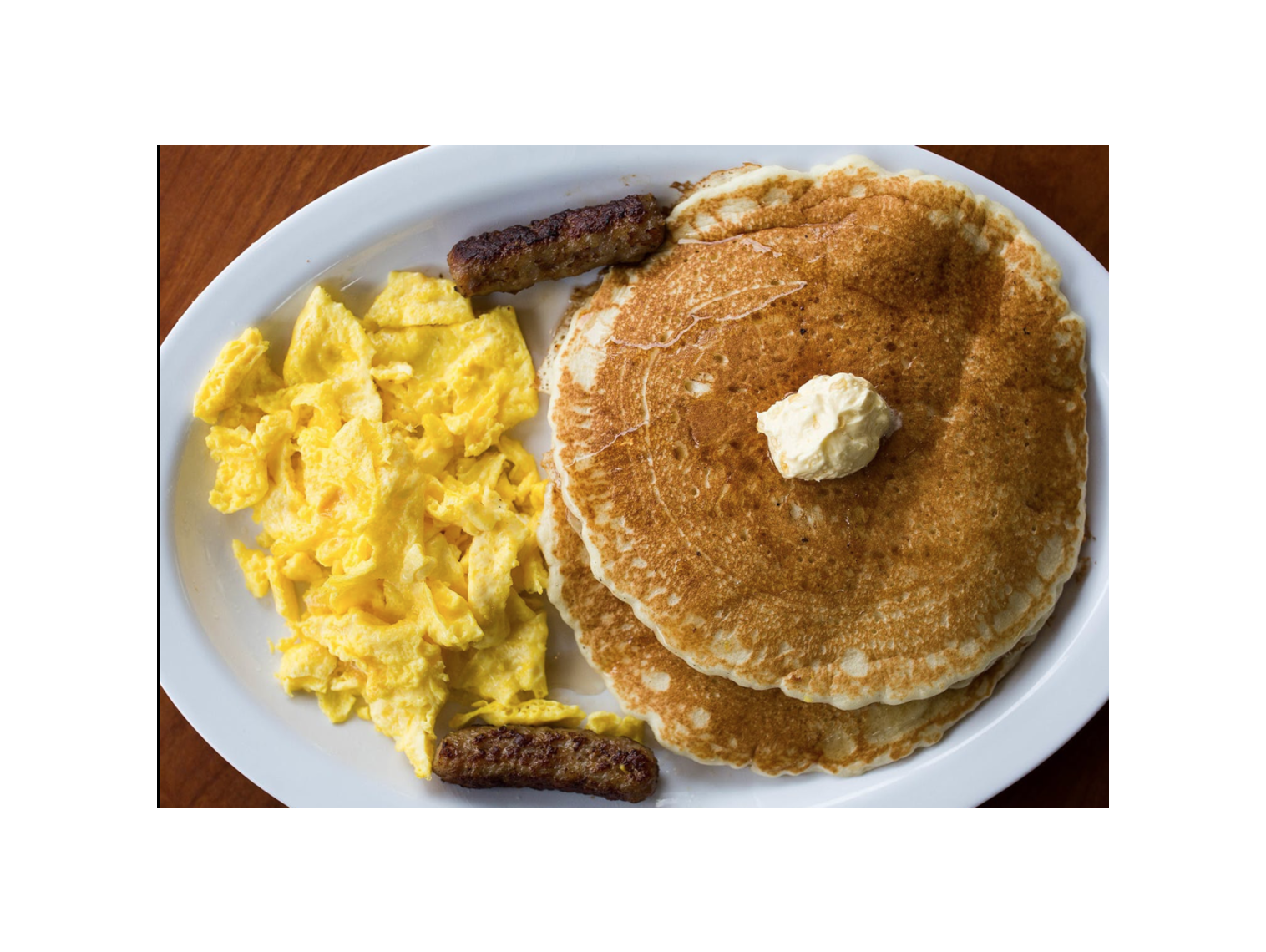 Order Pancake Breakfast Plate food online from Norm Famous Burgers store, Whittier on bringmethat.com