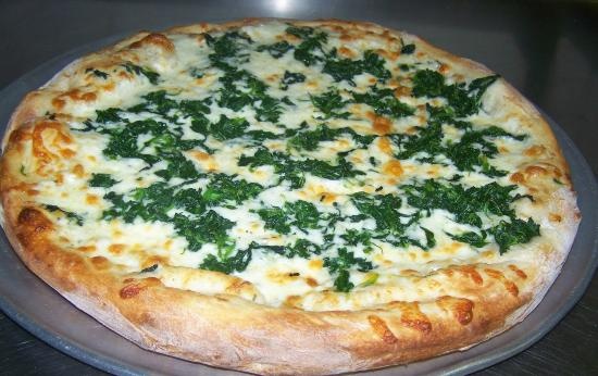 Order Spinach Alfredo Pizza food online from Stars & Stripes Pizza store, Oklahoma City on bringmethat.com