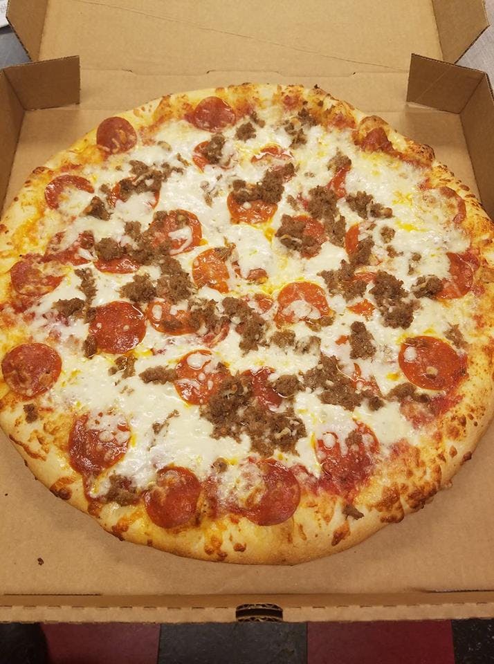 Order Pizza with Two Toppings - 14" food online from M & M Pizza store, Manquin on bringmethat.com