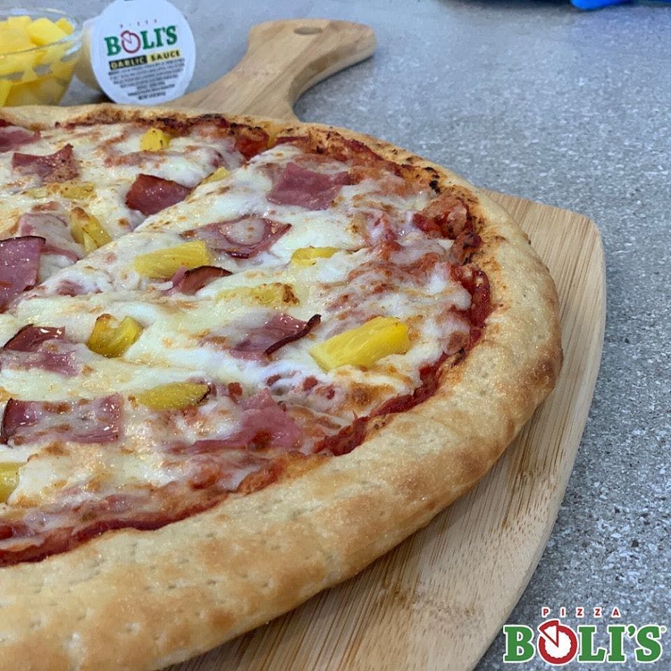 Order Hawaiian Pizza - Small 10'' food online from Pizza Boli's store, Montgomery Village on bringmethat.com