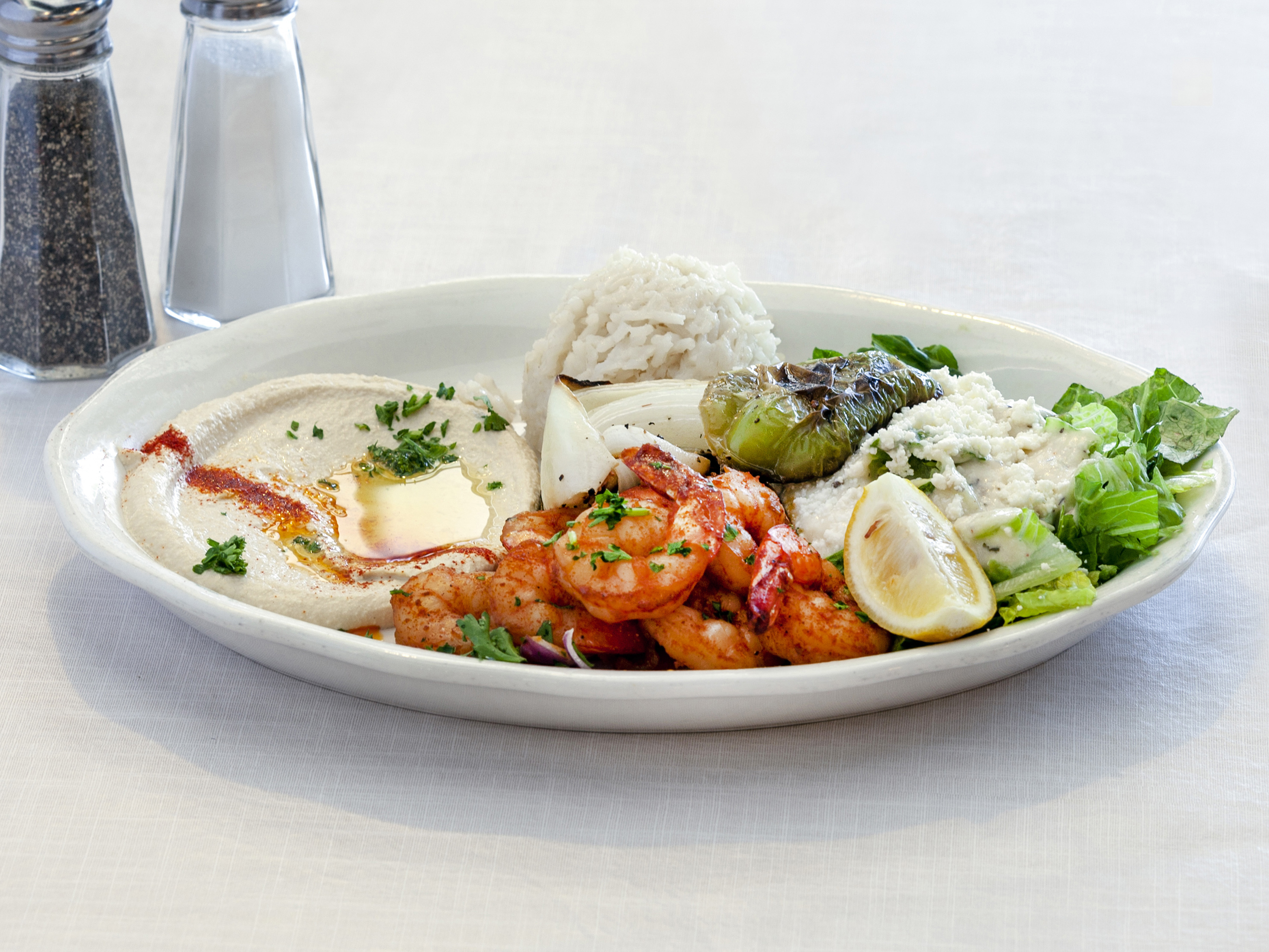 Order Shrimp Shish Kabob food online from Albasha Greek & Lebanese Restaurant store, Baton Rouge on bringmethat.com