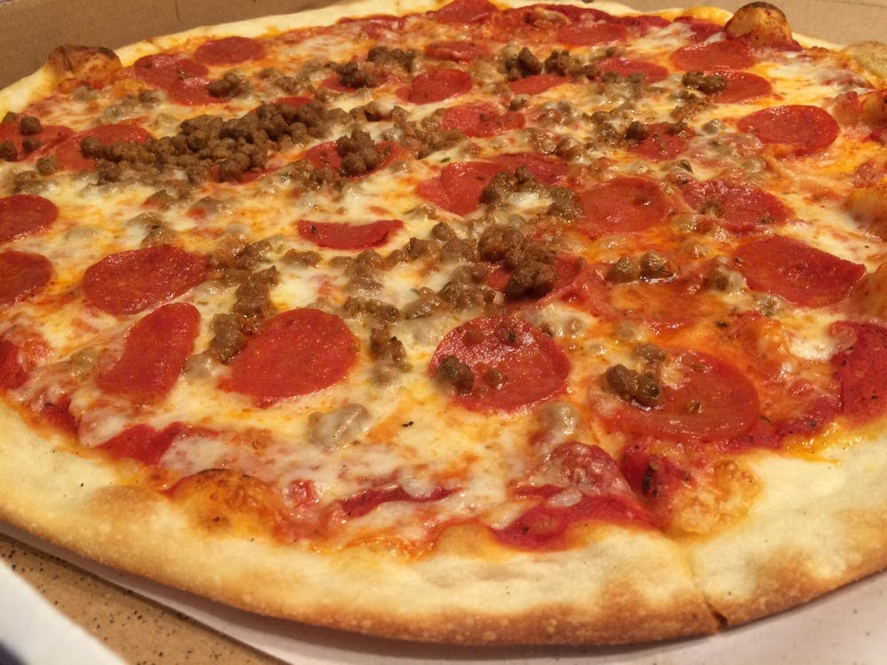 Order Meat Lovers Pizza - Medium 14'' food online from Lushaj Pizza & Pasta store, Euless on bringmethat.com