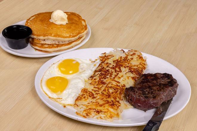 Order Top Sirloin Steak* & Eggs* food online from Shari Cafe store, Spokane on bringmethat.com