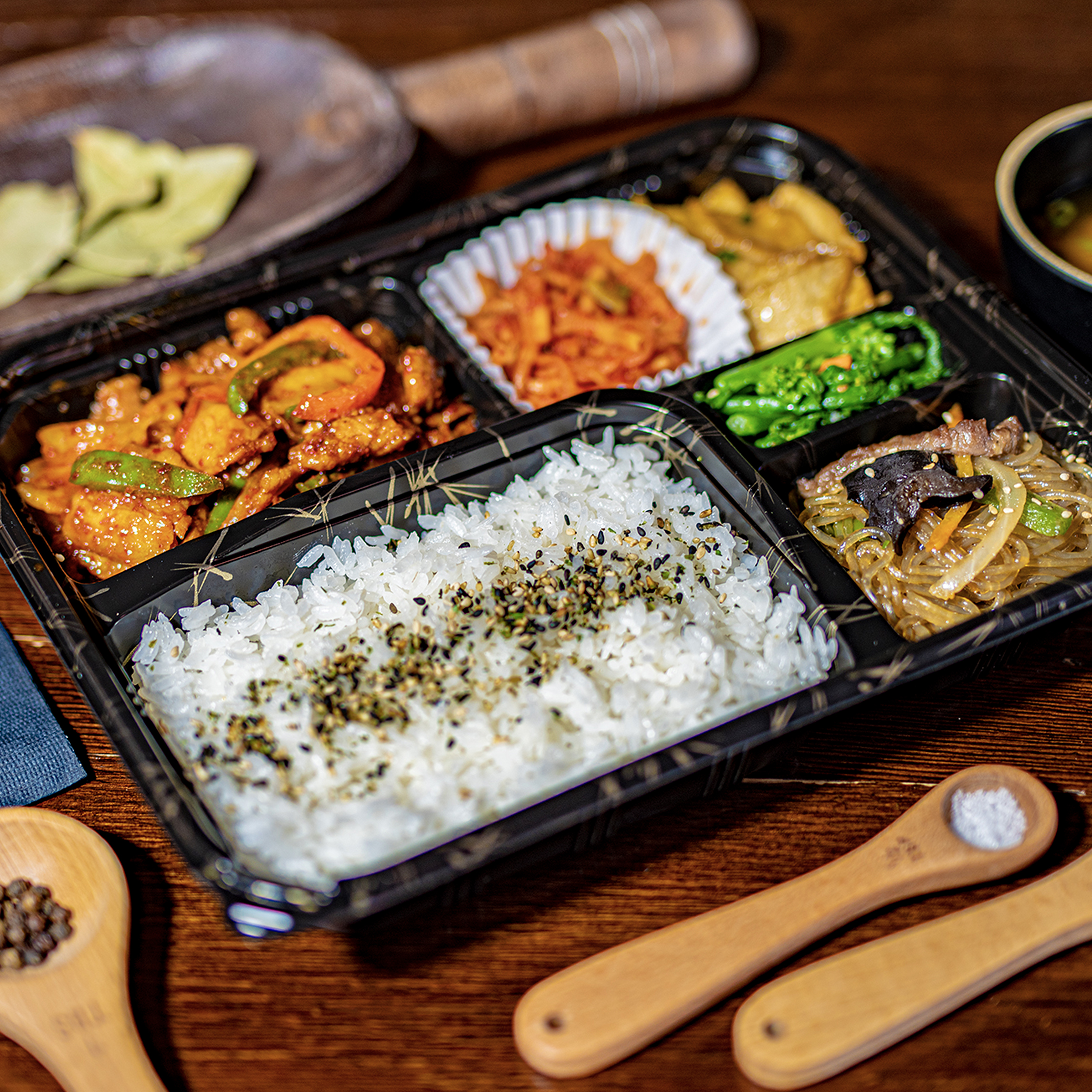 Order Spicy Pork Belly Bento Box food online from Hobak Korean BBQ store, Las Vegas on bringmethat.com