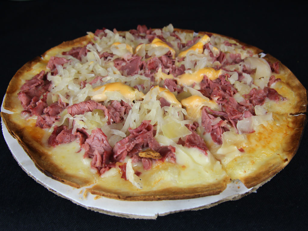 Order Reuben Thin Pizza food online from The Thurman Cafe store, Columbus on bringmethat.com