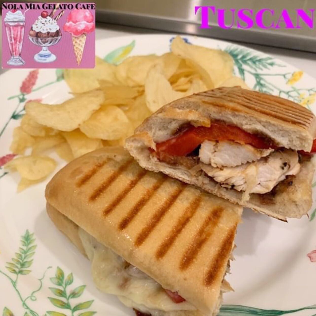 Order The Tuscan Panini food online from Nola Mia Gelato Cafe store, New Orleans on bringmethat.com