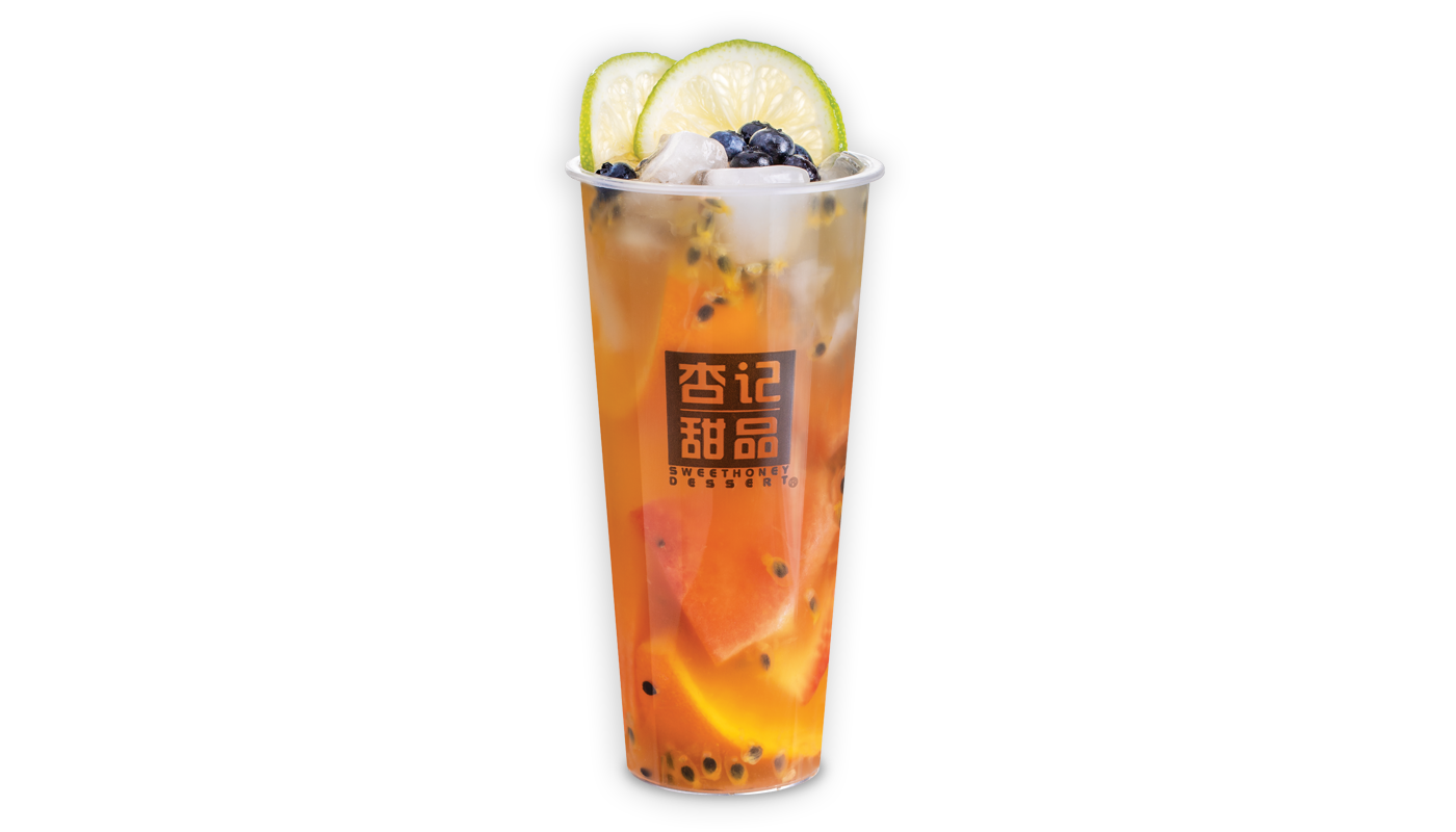 Order A3. Fresh Super MIx Fruits Green Tea food online from Sweethoney Dessert store, Colma on bringmethat.com