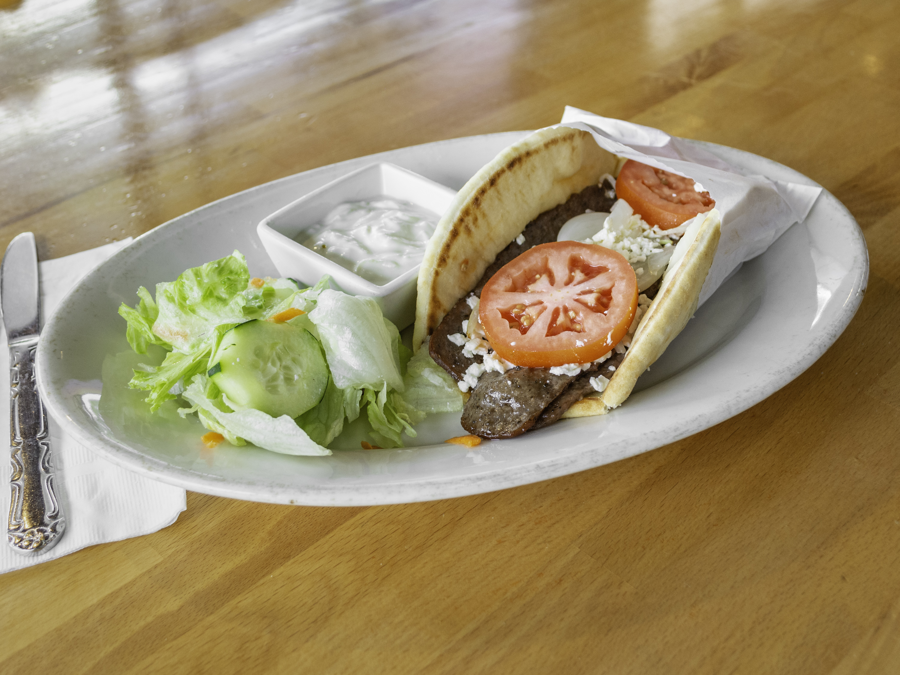 Order Greek Beef Gyro food online from Romio's Pizza store, King County on bringmethat.com