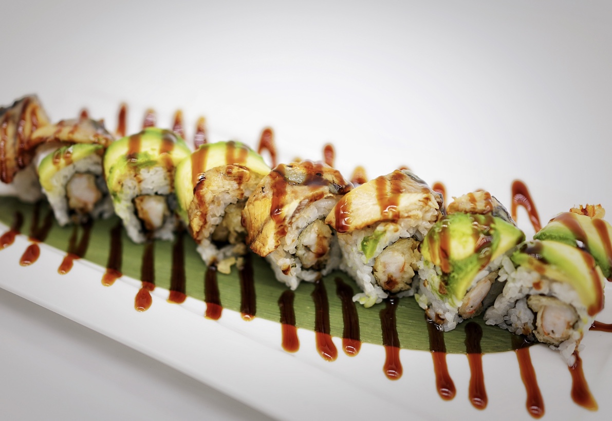 Order Dragon Roll food online from Red Bowl Asian Bistro store, Cary on bringmethat.com